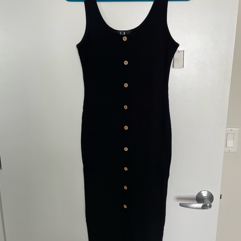 New Lulus black button up midi dress